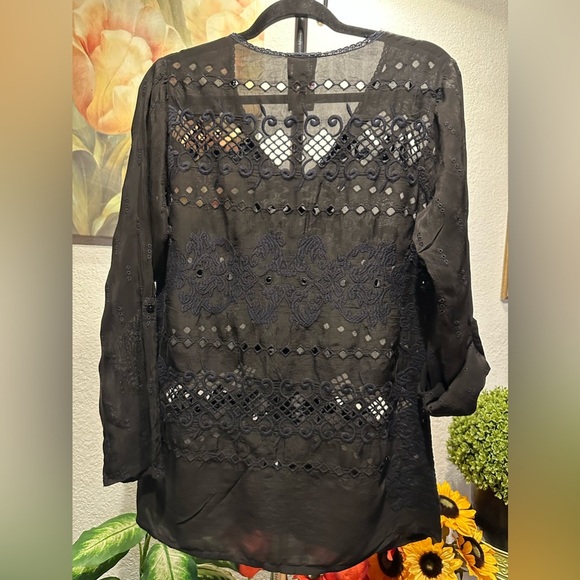 Johnny Was black longsleeve blouse size XS - Picture 4 of 10